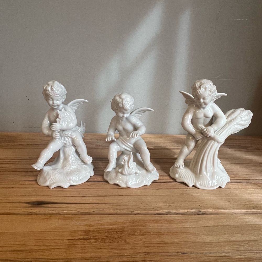 Dresden Crown 'D' Angel Cherub Figurine Set of 3